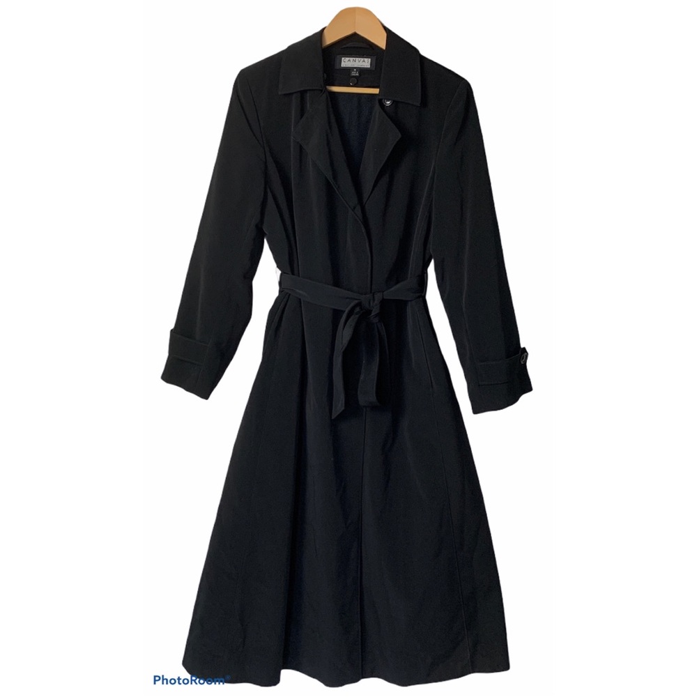 Gallery Full Length Belted Rain Coat with Removable Liner Size Medium Black